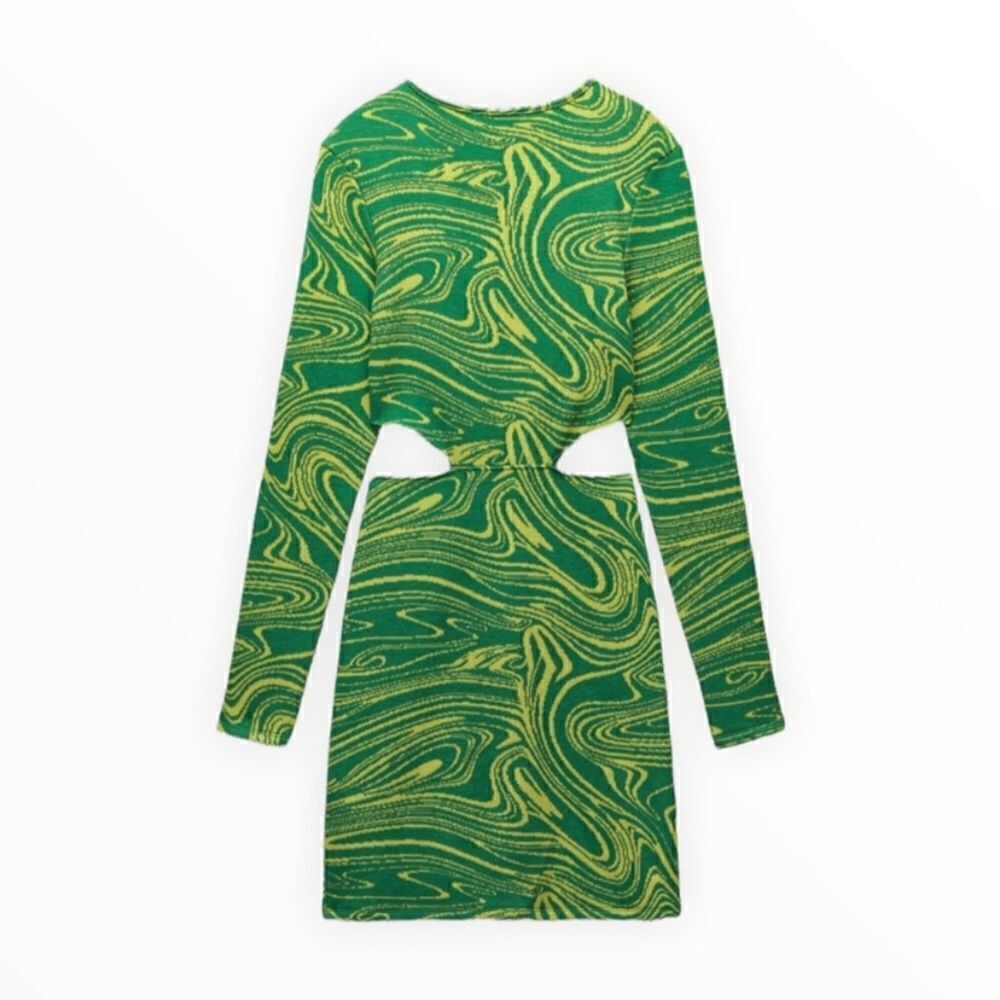 ZARA GREEN SWEATER MINI DRESS - Picture 5 of 12